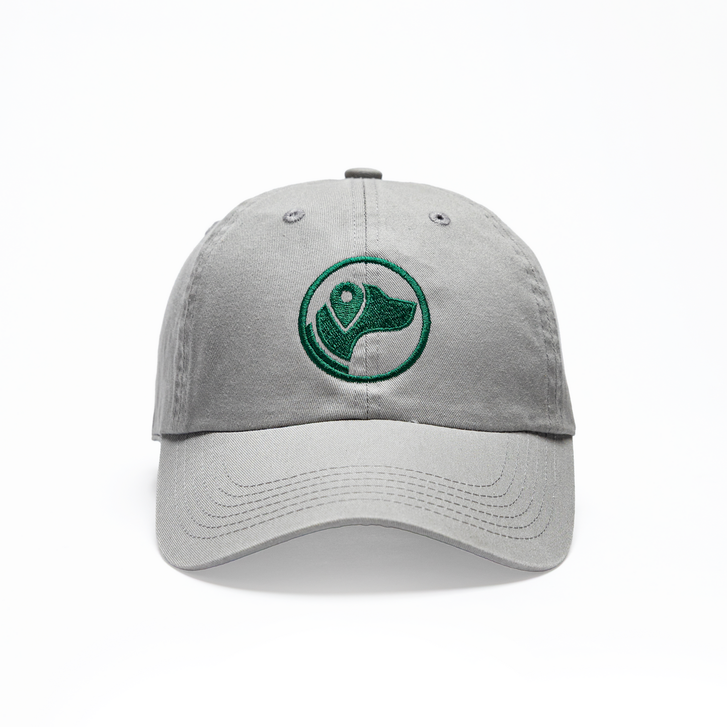 Gray cap with a green SpotOn logo.